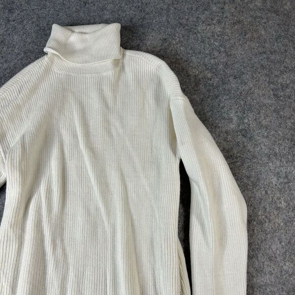 Bar III Sweater Dress Womens Medium Turtle Neck Sheath Zip Side White - Picture 2 of 8